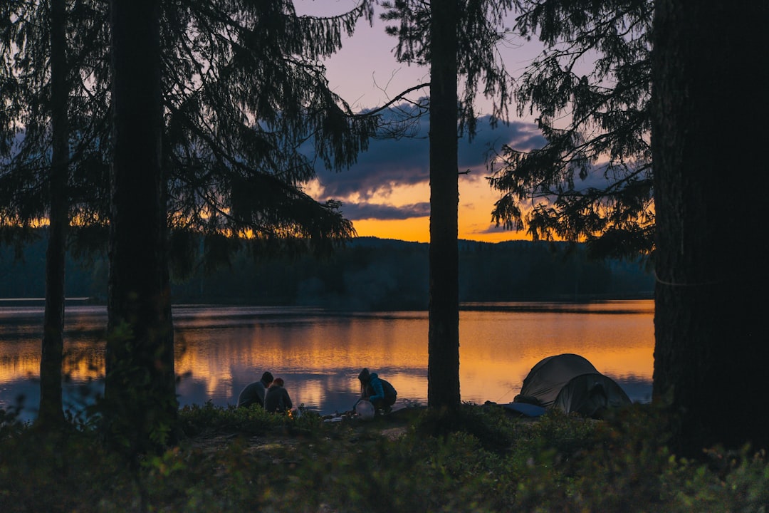 Camping at sunset. by Camping Checklist people beside body of water at golden hour
